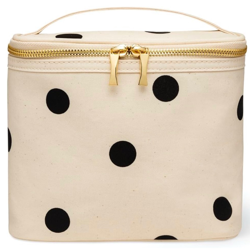 Kate Spade New Insulted Soft Cooler Lunch Tote W/ Double Zipper Close -Polka Dot